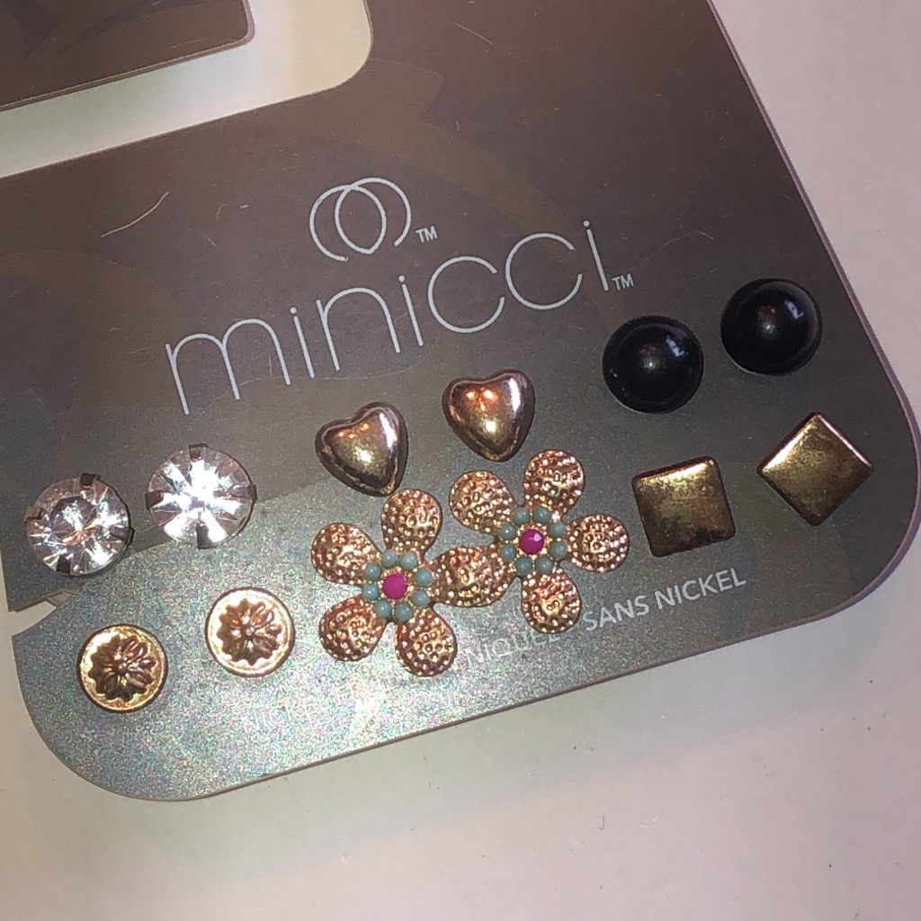 Minicci Mixed Gold Tone Stud Floral Dainty Boho Earring Set